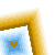 Golden frame with blue gradient layers containing a heart symbol in the center, transitioning to a solid blue square.