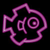 Two pink neon fish outlines on black background, one static and one with glowing animation effect.