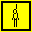 Two pixelated figures on yellow backgrounds with black borders, one standing upright, the other leaning right.