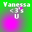 Green background with pink gradient and white text reading 'Vanessa <3's U' in four showing animation changes