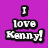 Pixelated text on a solid purple background reads "I love Kenny!" in white block letters with black outlines.