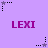 Purple background with repeated 'LEXI' text and alternating star icons in black, gray, and white.