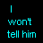 Static cyan pixelated text on black background with heart symbol, arranged in two
