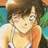 A 48x48 pixel animated buddy icon featuring a cartoon character with brown hair and an orange top on the left, paired with "Anime IM" text in white pixelated font on a black background to the right.