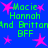 Blue background with pink star shapes and green text reading 'Macie Hannah And Brittan BFF' repeated in a pattern