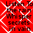 Red background with white geometric patterns and black text reading "Listen To the rain Whisper secrets in vain" repeated in four quadrants.