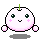 Pixelated white apple-shaped character with green stem, pink cheeks, and four distinct facial expressions across four