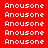 pixelated text 'Anousone' on red and blue backgrounds with some changing color