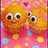 Animated pink background with yellow and blue dots, two orange cupcake characters with large eyes and smiles, text overlays reading 'young cupcake' and 'love' with heart symbols.