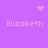 Purple background with four instances of the name 'Elizabeth' in pink pixelated text, each paired with a small animated symbol above or below.