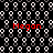 Black background with repeating white and gray circular patterns, four instances of red text reading 'Megan' in pixelated font.
