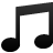 Black eighth note symbol with rounded note heads on a light gray background, rendered in pixelated style with gradient shading on the stem and beam.