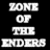A split-screen image with black and green backgrounds displaying pixelated text: 'ZONE OF THE ENDERS' on the left, 'Original Icons .com' on the right.
