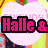 A heart-shaped icon with pink text reading "Halle & Katie" and a lower section showing "FRIENDS 4EV=R" on a colorful background.