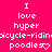 A bright pink background displays repeated text and heart symbols in white pixelated font, with a gray rectangle partially obscuring the bottom-right corner.
