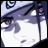 Pixelated anime-style close-up of a character's face with purple hair and pink eyes against a white background, rendered in low-resolution 256x256 pixels.