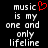 Pixelated text reads 'music is my one and only lifeline' with a red heart symbol replacing the letter O in 'one'.