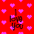 Red background with pink pixelated hearts and four instances of 'i love you' text in black pixelated font.