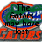 Green alligator head with blue eyes and orange outline, text overlays change across frames showing sports-related phrases.