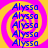 A static image displays the name "Ayssa" repeated in blue text over a yellow and pink spiral background, arranged in four quadrants with identical patterns.