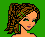 Pixelated image of a girl with brown braided hair, green eyes, and a confident expression wearing a camouflage outfit against a solid green background.