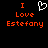 Black background with orange text 'I Love Estefany' and a white pixelated heart symbol above the word 'Love'.