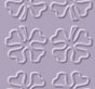 A static image of four identical white clover-like symbols arranged in a 2x2 grid on a light purple background with subtle shading effects.