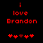 Red pixelated text on black background reads 'i love Brandon' with five red hearts below, two versions show heart animation changes.