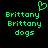 Green pixelated text and a heart symbol on a black background, with multiple instances of 'Brittany' and 'dogs' text.