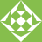 Green and white pixelated diamond-shaped icon with four green leaf-like shapes surrounding a central white diamond, set against solid green background.