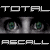 Animated contact sheet of repeated eye close-ups with alternating text banners reading TOTAL and RECALL on black background.