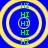 Four identical circular patterns with yellow rings and green "HI" text on a blue background, arranged in a
