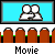Pixelated cartoon of two white figures in a blue rectangle with brown fence-like shapes below, text bubbles appear sequentially.