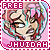Pixelated cartoon character with red hair and pink highlights, wearing a blue headband, displayed in multiple identical frames on a pink background.