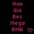 Two identical vertical of pink pixelated text on black background, each with five text lines and a heart symbol at the bottom right