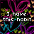 Pixelated text on a dark background with colorful abstract patterns, showing a partial phrase about falling for guys who never catch the speaker.