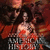 A pixelated image shows a woman in a red dress with dark hair, flanked by two men against a warm-toned background, next to bold red text reading AMERICAN HISTORY X.