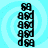 Four identical vertical of black pixelated text on a light blue spiral background, each containing repeated characters