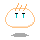 Pixelated white cloud-shaped icon with orange outline, two black horizontal eyes and cyan vertical pupils, orange flame-like spikes on top, gray shadow below.