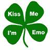 Green four-leaf clover with white highlights on each leaf, centered on a white background, rendered in pixelated style.
