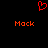 Red pixelated heart symbol above two orange 'Mock' text blocks on black background.