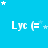 Blue background with white text 'Lyc (' and multiple star shapes in various sizes and opacities scattered across the image.