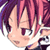 Pixelated anime-style character face with pink and purple hair, visible eye details, and partial mouth in a static 256x256 image.