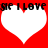 Red background with two white hearts and black text reading "ME I LOVE ME I LOVE" above them.