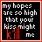 Black background with white pixelated text reading 'my hopes are so high that your kiss might kill me' and red vertical lines below 'kill'.