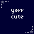 Dark blue background with white pixelated text 'yerr cute' repeated in a pattern, surrounded by small star and dot animations