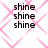 Four identical display the word "shine" repeated three times in black text on a white background with pink geometric patterns