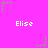 Pixelated pink background with repeated white text 'Elise' and green/pink star-shaped animations in a