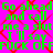 Green text on bright pink background with red X overlays repeating phrases and profanity in pixelated font.