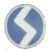 Two circular blue and white pixelated icons with a white border, one showing a stylized 'S' shape and the other a stylized 'L' shape on a gray background.